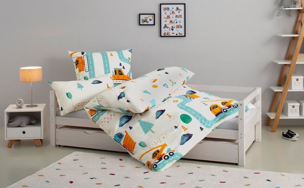 OTTO home Kinderbettwäsche CUDDLEE, Biber, 2 teilig, in vielen Designs: Dino,Einhorn,Weltraum,Baustelle,Herz,Trecker,Safari