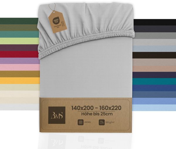 Jersey Spannbettlaken grau 140x200 - 160x220 cm Höhe bis 25cm