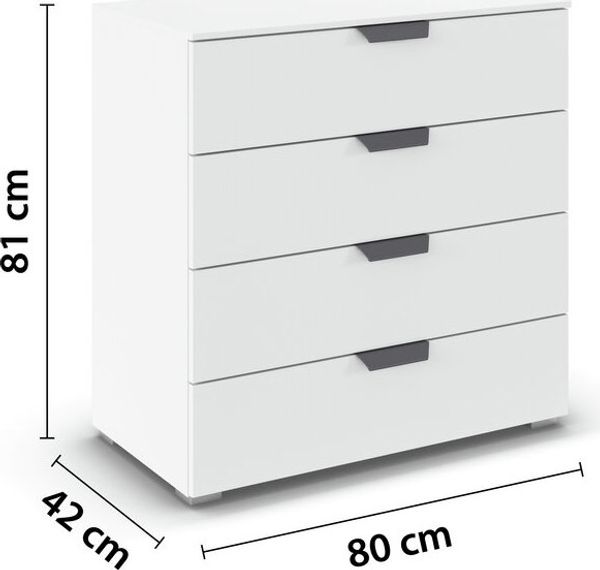rauch Aditio Box, Kommode, 4 Schubladen, mit Softclose-Funktion, Farbe Weiß, BxHxT 80x81x42cm Bild 4