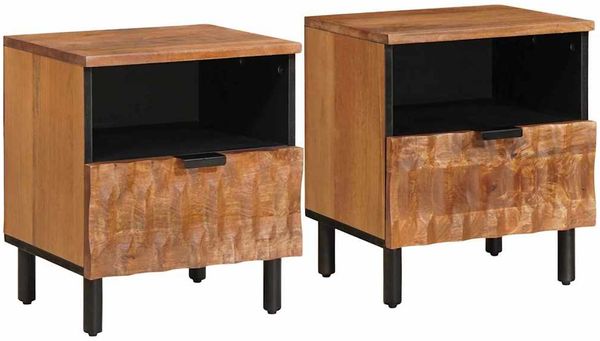 vidaXL Nachttisch 2 pcs Braun 40 x 33 x 46 cm Massivholz Mango 4017907
