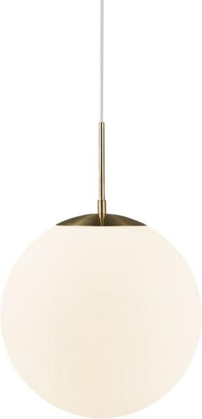 Nordlux Moderne Pendelleuchten Grant 35 Ø 35 Cm Messing 1-flammig Kugelförmig, Gold, metallisch, weiß, Glas, Metall, 2010573035