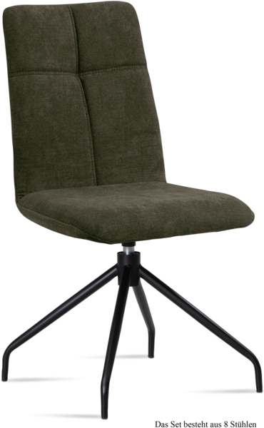 Esszimmerstuhl drehbar (8er-Set) Dniren 47x92x60 Schwarz/Khaki