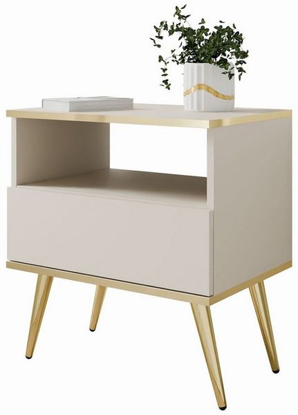 Lookway Nachttisch OXFORD auf goldenen Beinen (1x Nachttisch), Breite: 54 cm