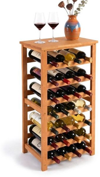 Relaxdays Weinregal Walnussholz 24 Flaschen