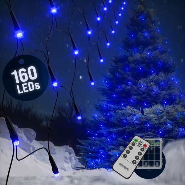 Deuba Netzlichterkette 160 LED blau 200x150cm Innen Außen Lichterkette Netz Weihnachten Weihnachtsdeko