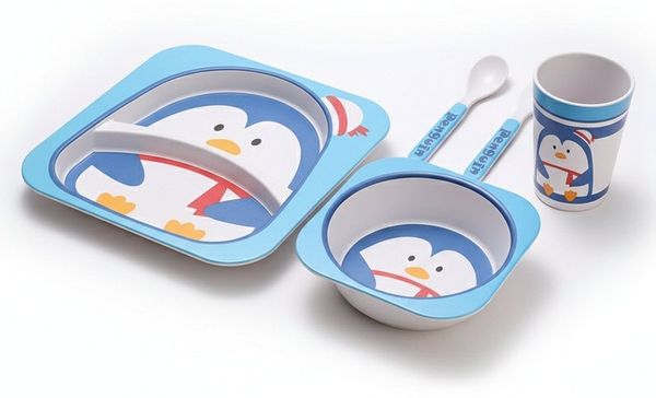 Kindergeschirr Kinder Geschirr Set Geschenk Pinguin Cheffinger CF-5029