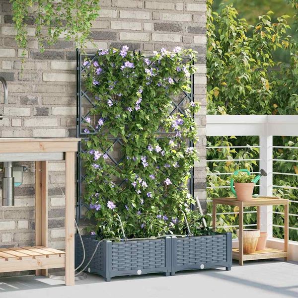 vidaXL Garten-Pflanzgefäß 2 Stk. Hellgrau 80 x 40 x 126 cm PP 42002896