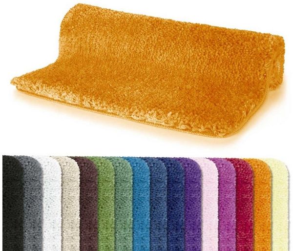 Spirella Badteppich Badematte Duschvorleger Mikrofaser Hochflor | flauschig | rutschhemmend | geeignet für Fußbodenheizung | 55x65 cm | Orange