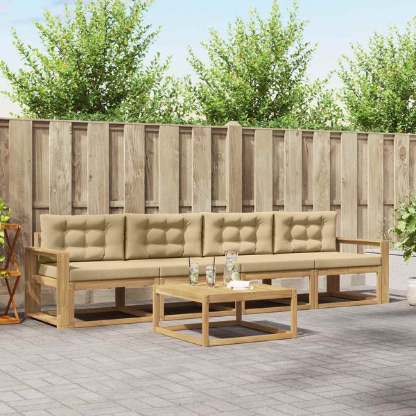vidaXL Outdoor-Sofagarnitur mit Kissen 4 pcs Weiß und Beige 3386032