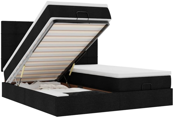 vidaXL Ottoman-Bett mit Matratzen & LEDs Schwarz 180x200 cm Stoff 3314543