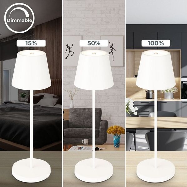B.K.Licht Außen-Tischleuchte LED Akku Tischleuchte mit Touchdimmer, Dimmfunktion, LED fest integriert, Extra-Warmweiß, Kunststoff Metall mit USB Kabel und integrierter Batterie IP54 Ø12cm