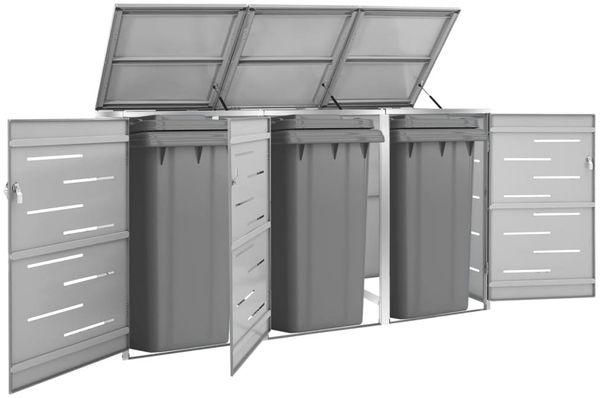 vidaXL Mülltonnenbox für 3 Tonnen 207x77,5x115 cm Edelstahl 149560