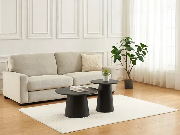 Vente-unique - PIARI Couchtisch Holz, Platte Schwarz - B 50 cm70 cm x H 40 cm50 cm x L 50 cm70 cm