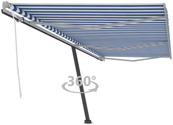 vidaXL Standmarkise Manuell Einziehbar 600x300 cm Blau/Weiß 3069796