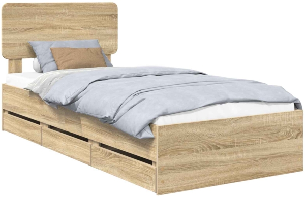 vidaXL Bettrahmen Sonoma-Eiche 90 x 190 cm Ingenieurs Holz 3412222