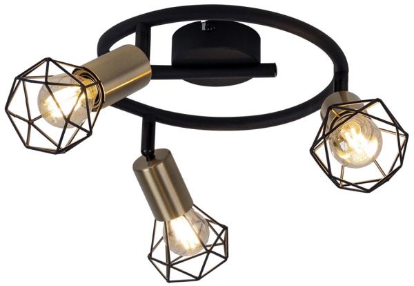 Deckenlampe, Metallkäfig, messing, schwarz, D 23 cm