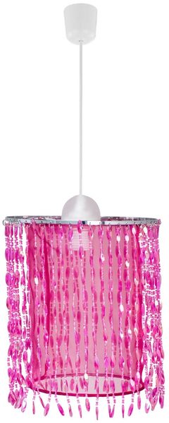 Hängeleuchte, Kristalle, Textil, pink, D 22,5 cm