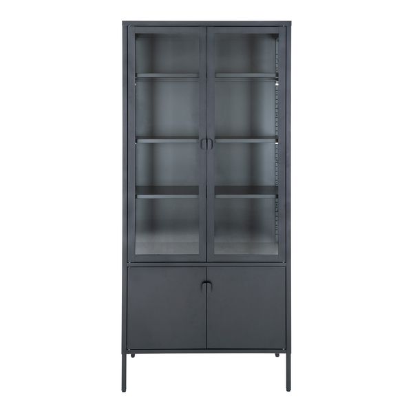Standvitrine >Brisbane< in Schwarz, Metall - 80x180x35cm (BxHxT)