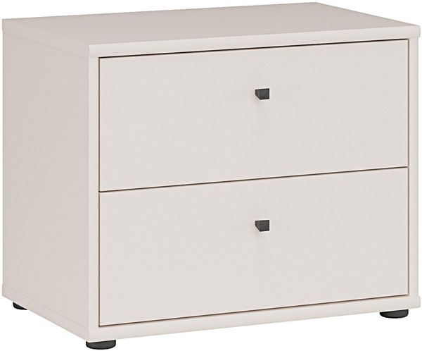 Forte TEMPRA2 Kommode 50 60, Moderne Kommode mit 2 Schubladen, robuster Holzwerkstoff, Kaschmir Beige, 54 cm breit x 43,9 cm hoch x 34,8 cm tief