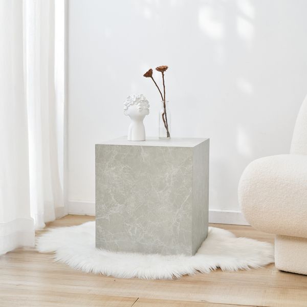 Beistelltisch Ellelu 45x40x40 cm Marmoroptik, Taupe [en. casa]