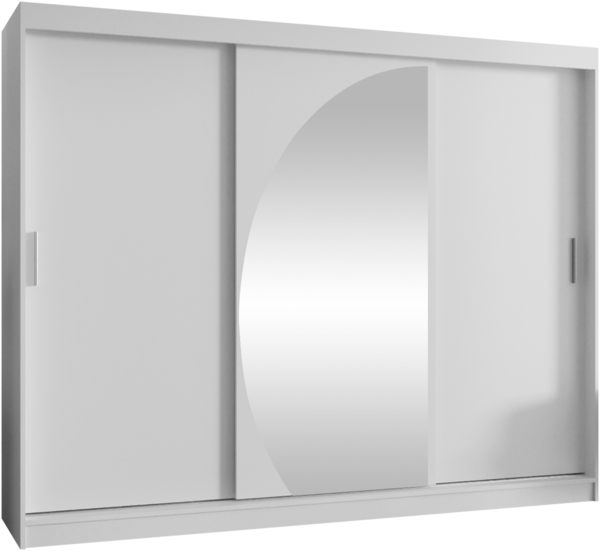 Kleiderschrank Waluri 250 cm (Farbe: Weiß, mit vier Schubladen)