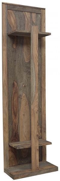 Wandgarderobe Sheesham 55x35x200 grau geölt NATURE GREY #002