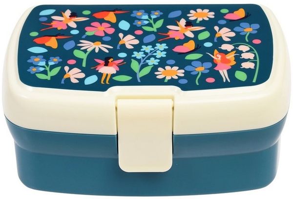 Rex London Lunchbox mit herausnehmbaren Fach Fairies in the Garden, Kunststoff, BPA-frei, (mit Clipverschluss, ca. 17 x 13 x 7,5 cm), Fee-Motiv, Snack Obst Behälter Dose Box