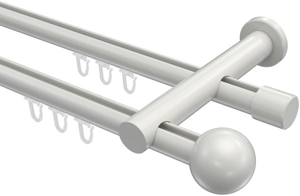 Innenlauf-Gardinenstangen-Set Platon Luino 100 cm, 2-läufig, 20 mm Ø Weiß