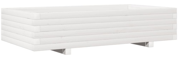 vidaXL Pflanzkübel Weiß 110x60x26,5 cm Massivholz Kiefer 847349