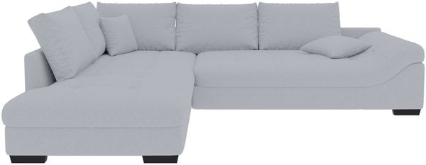 Couch Mykonos L Form in Samtstoff - Strukturstoff - asche - Links