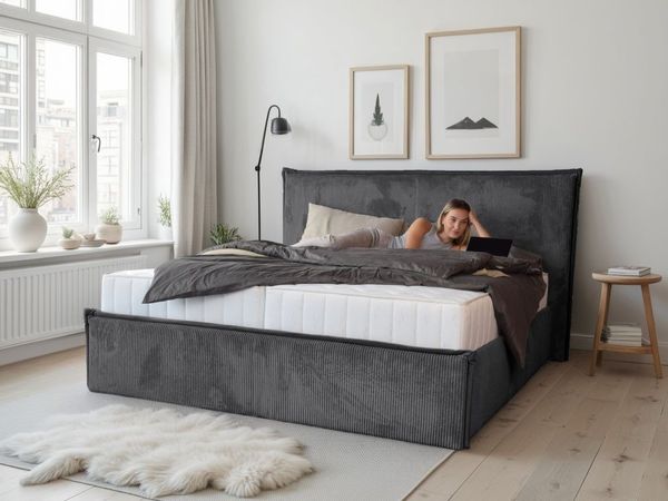 COLLECTION AB Polsterbett Marla erhältlich in der Breite 180x200cm, mit Cordstoff bezogen, wahlweise mit Lattenrost und King-Matratze (28cm)