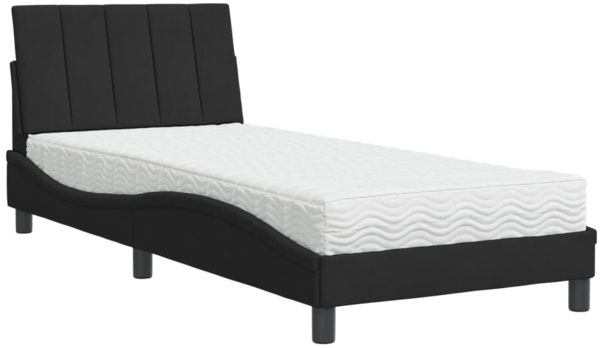 vidaXL Bett mit Matratze "Hanko" Schwarz 90x200 cm Samt 3208576