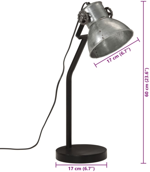 vidaXL Schreibtischlampe 25 W Vintage-Silber 17x17x60 cm E27 371883 Bild 10