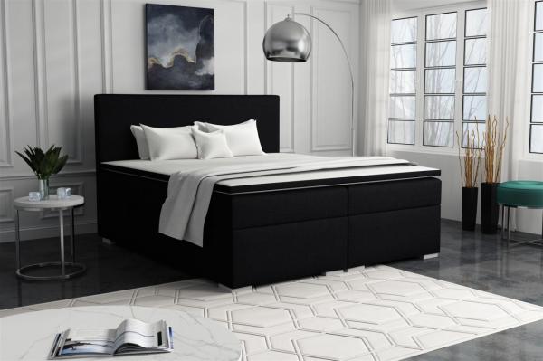 Boxspringbett Schlafzimmerbett SOREL 140x200cm Stoff Inari Schwarz