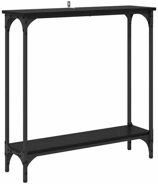Konsolentisch, Beistelltisch, Konsole mit Regal Schwarz Eichen-Optik 75 x 22,5 x 75 cm