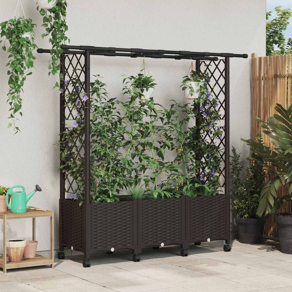 vidaXL Hochbeet mit Rankgitter und Dach Braun 162,5 x 40 x 142 cm PP 3423116