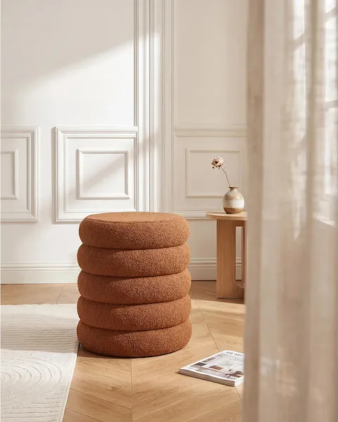 Vente-unique - ECAMBI Pouf Stoff Rot - B 40 cm x H 45 cm x L 40 cm