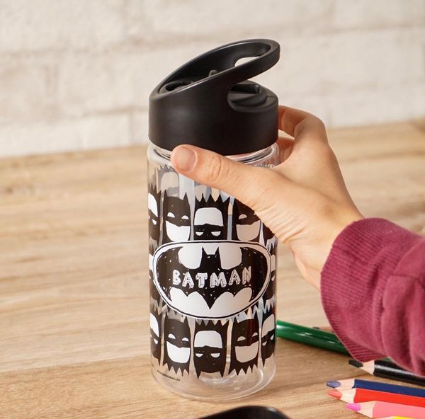 Geda Labels GmbH Trinkflasche Batman Kids, Schwarz, 450ml, nicht spülmaschinengeeignet