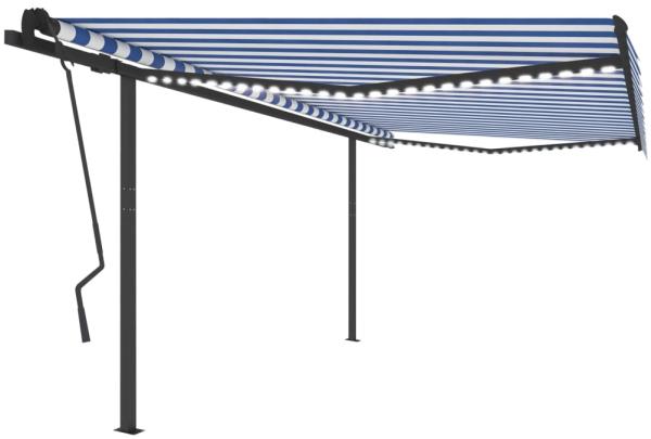 vidaXL Automatische Markise mit LED & Windsensor 4,5x3,5 m Blau & Weiß 3070251