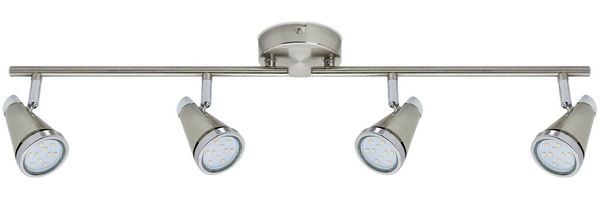 TRANGO LED Deckenleuchte, 4-flammig 1009-42 LED Badleuchte WET IP44 Bad Deckenleuchte in Nickel matt & Chrom, Flurlampe, WC Lampe, Deckenlampe, Deckenstrahler, inklusive 4x 5 W GU10 LED Leuchtmittel Spots schwenkbar