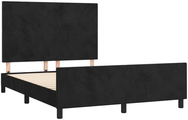 Bettgestell mit Kopfteil Samt Schwarz 140x200 cm Bild 4