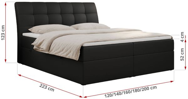 Boxspringbett Polsterbett mit Multipocket-Matratze und Topper - DIEGOS - 180x200cm - Schwarz Kunstleder - H3 Bild 5