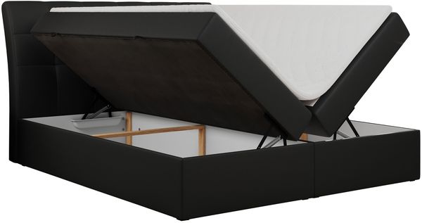 Boxspringbett Polsterbett mit Multipocket-Matratze und Topper - DIEGOS - 180x200cm - Schwarz Kunstleder - H3 Bild 4