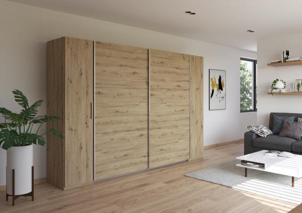 rauch Kleiderschrank, Dreh- und Schwebetürenschrank KRONACH, 4-türig, Eiche Artisan, 311 x 210 x 59 cm