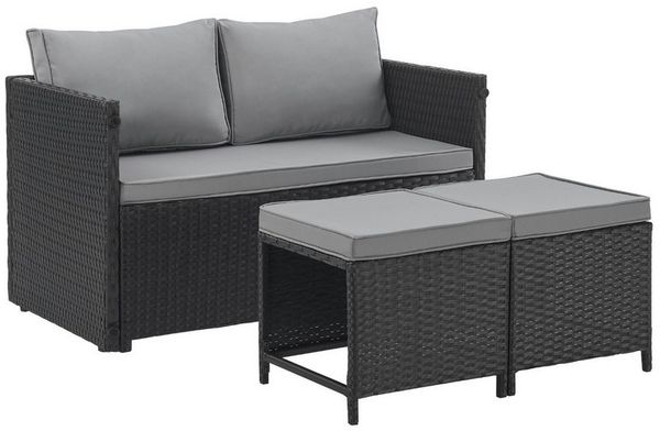 SVITA Gartenlounge-Set ATHINA, (Lounge-Set, Polyrattan), Platzsparend, Tisch und Sofa in einem, Schwarz