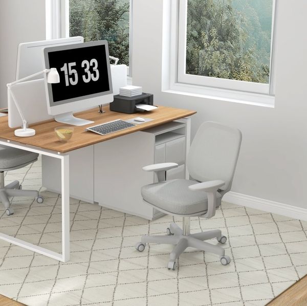 Bürostuhl 55 x 48 x 82,5-94,5 cm – ergonomisch, höhenverstellbar, mit Netzrücken in Grau