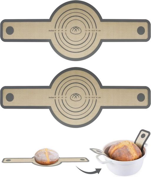 FELIXLEO Backmatte 2x Silikon Brotschlinge für Dutch Oven Rund Backmatte mit langen, (1-tlg)