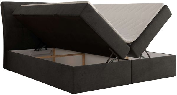 Boxspringbett DAGOS 200 x 200 cm mit Kopfteil, Lattenrost und Stauraum – Doppelbett mit Matratze & Topper Visco , stabile Konstruktion, Bettkasten, modernes Design - Dunkelgrau Velvet - H4 Bild 4
