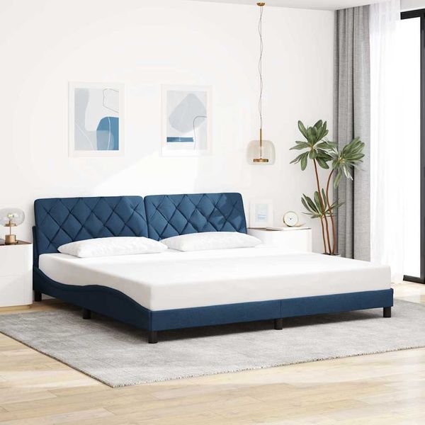 vidaXL Bettgestell ohne Matratze Blau 200x200 cm Stoff 3310628