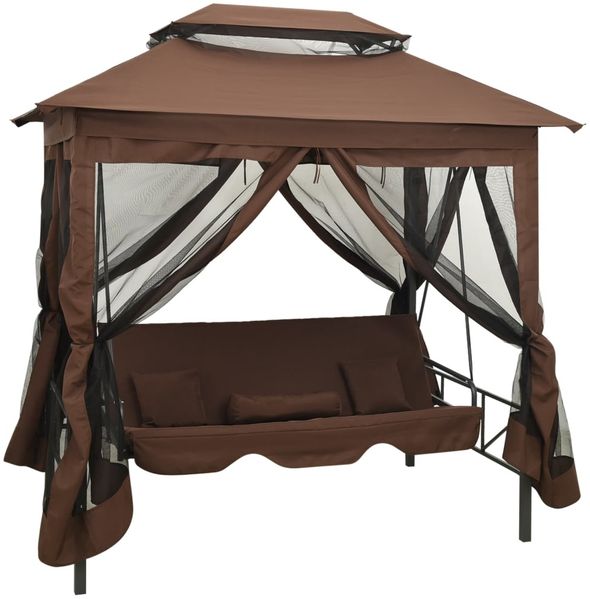 vidaXL Pavillon Umwandelbare Schaukelbank Kaffeebraun 43240